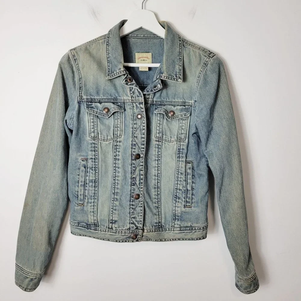 Abercrombie & Fitch Big Girls Size L Snap-Up Denim Jean Jacket Blue